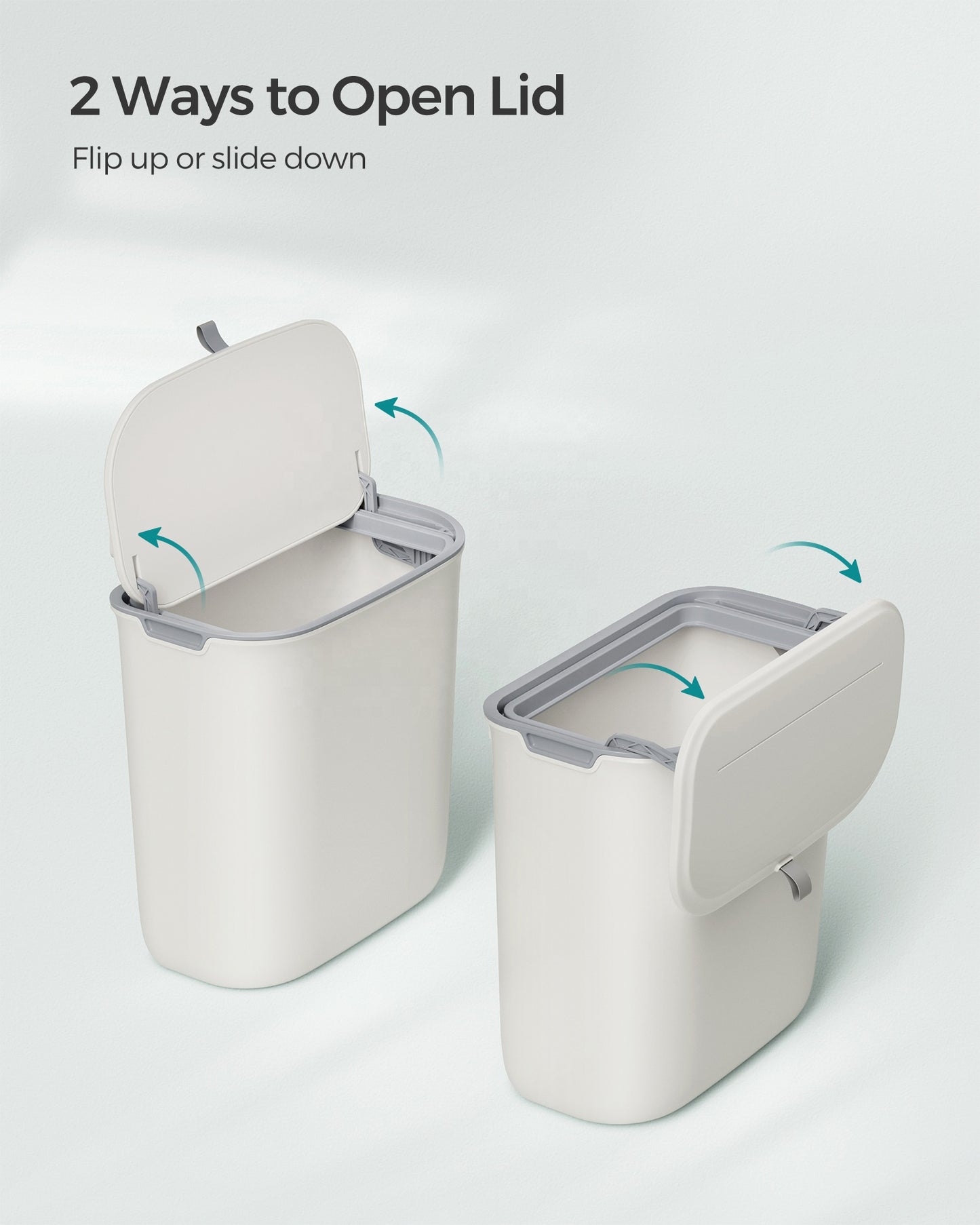 Plastic hanging trash can with lid for kitchen cabinet door 9L