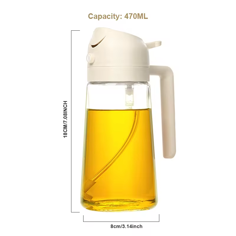 Multifunctional 2 in 1 kitchen oil glass dispenser and spray bottle