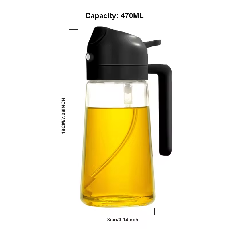 Multifunctional 2 in 1 kitchen oil glass dispenser and spray bottle