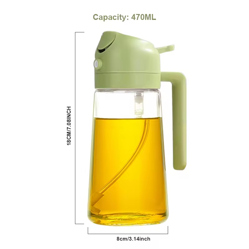 Multifunctional 2 in 1 kitchen oil glass dispenser and spray bottle