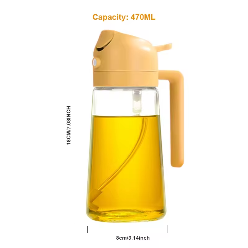 Multifunctional 2 in 1 kitchen oil glass dispenser and spray bottle