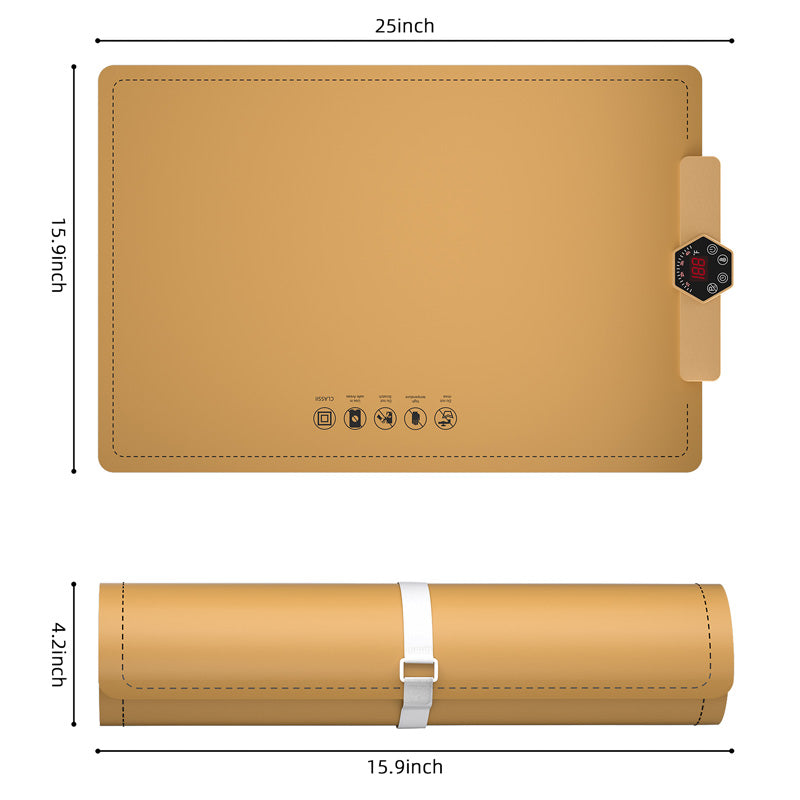Foldable silicone electric warming mat for food