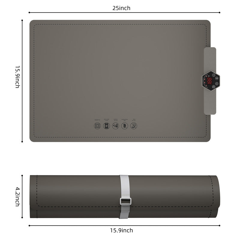 Foldable silicone electric warming mat for food