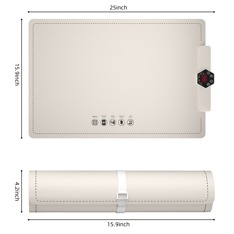 Foldable silicone electric warming mat for food