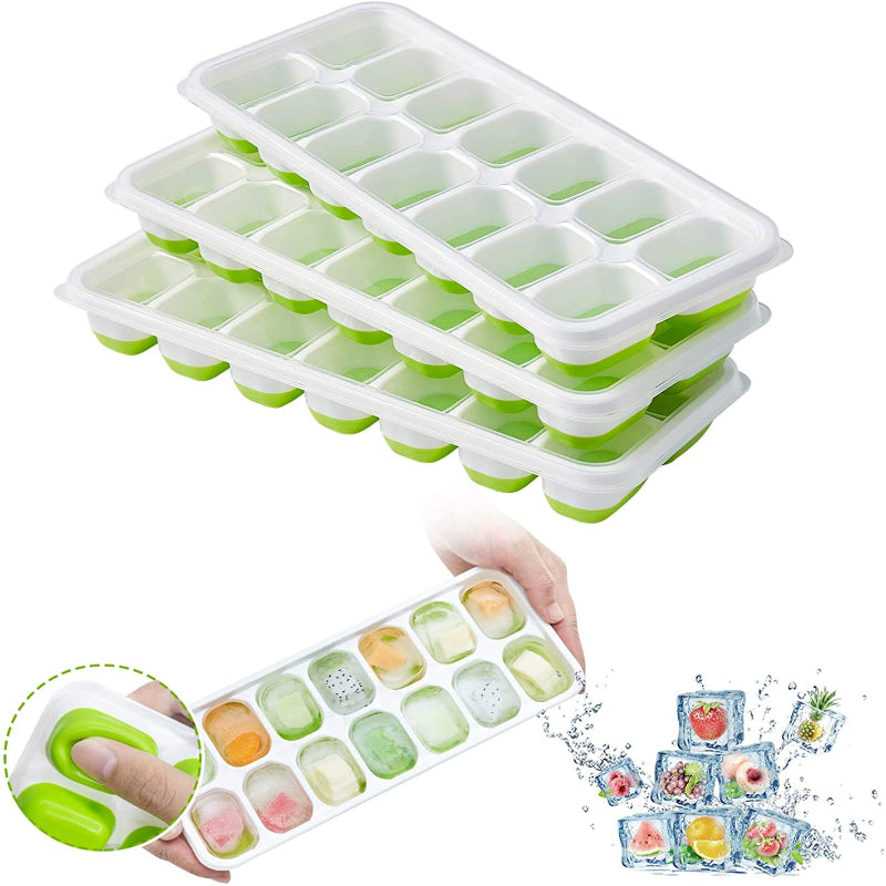 Ice cube silicone tray with removable lid