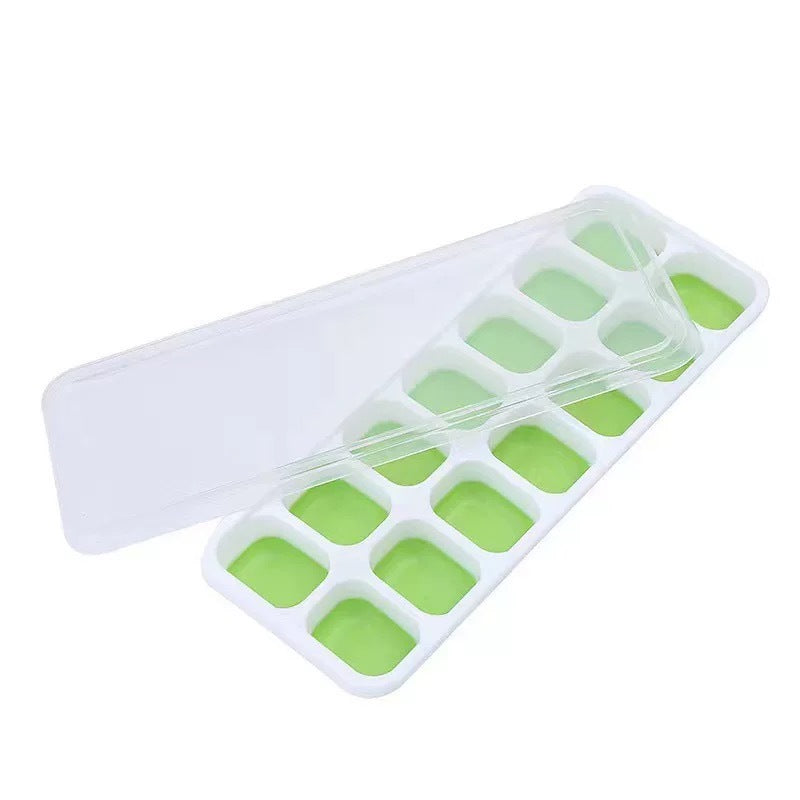 Ice cube silicone tray with removable lid