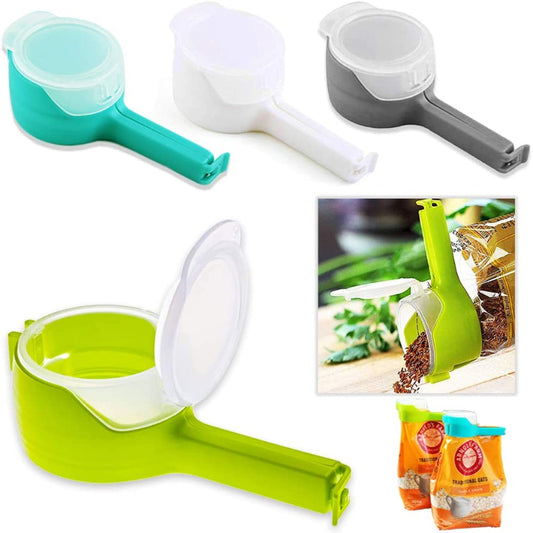 Plastic bag clip with lid