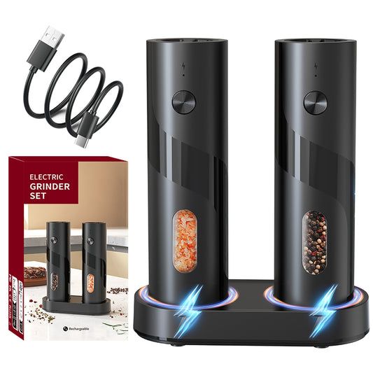 Lithium battery rechargeable salt and pepper grinder mills 110 ml set of 2
