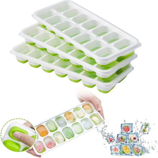 Ice cube silicone tray with removable lid