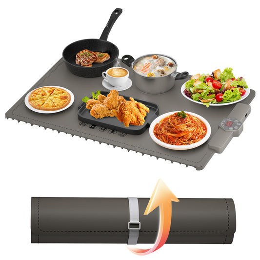 Foldable silicone electric warming mat for food